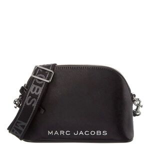 Marc Jacobs Small Dome Leather Crossbody Bag In Black/Silver